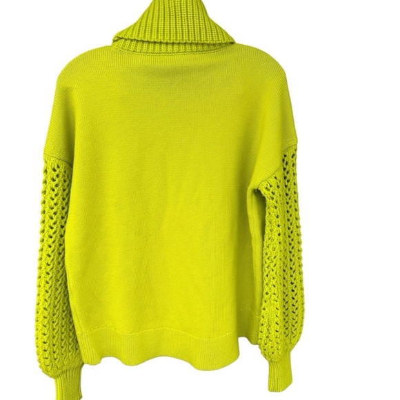 Alice + Olivia Wool Blend Adela Turtle Neck Sweater - Size XS - Chartreuse - Picture 7 of 11